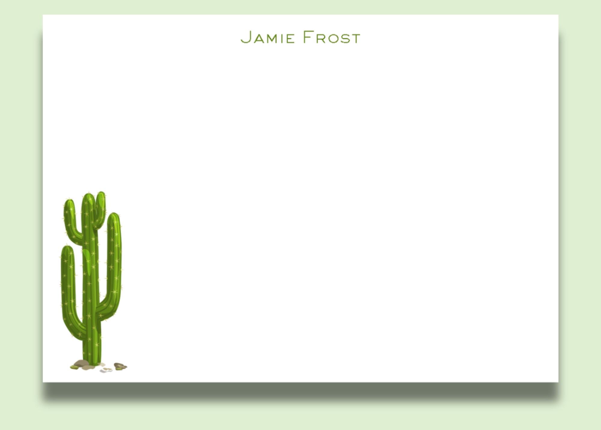 Personalized Cactus Stationery | Custom Desert Note Cards | A7 Flat ...