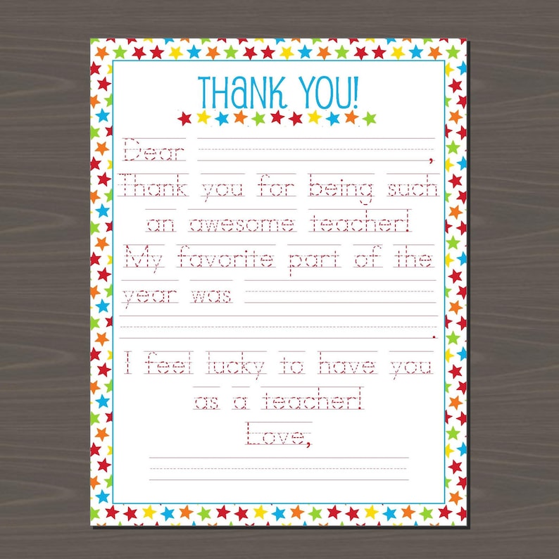 Teacher Appreciation Printable Letters 3 Versions Included Cute