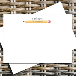 Personalized Teacher Stationery Set: Pencil Design, Teacher Appreciation Gift