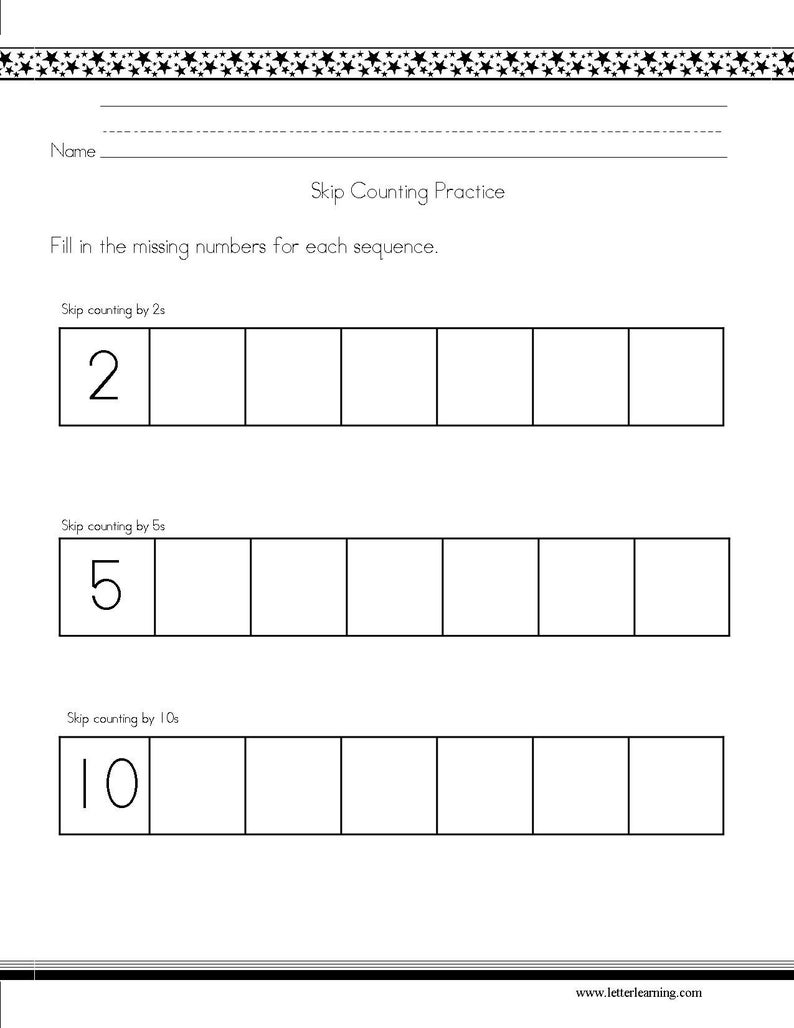 Skip Counting Practice for 2s 5s and 10s includes Printable Etsy