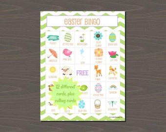 Easter Bingo, Printable Easter Bingo Game, Easy to Print Easter Bingo for Kids, 12 different game cards | instant download