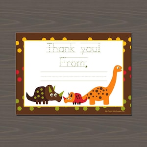 Dinosaur Thank You Notes, Dinosaur Stationery, Fill In The Blank Dinosaur, Dinosaur Thank You Cards, Triceratops, Brontosaurus, 12 Cards