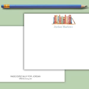 Personalized Book Note Cards | Custom Stationery Set with Envelopes | Literary Gift for Readers, Teachers, Bibliophiles and Book Clubs