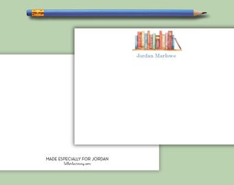Personalized Book Note Cards | Custom Stationery Set with Envelopes | Literary Gift for Readers, Teachers, Bibliophiles and Book Clubs