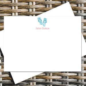 Personalized Flip Flop Note Cards: Beach Stationery Set (10 Cards