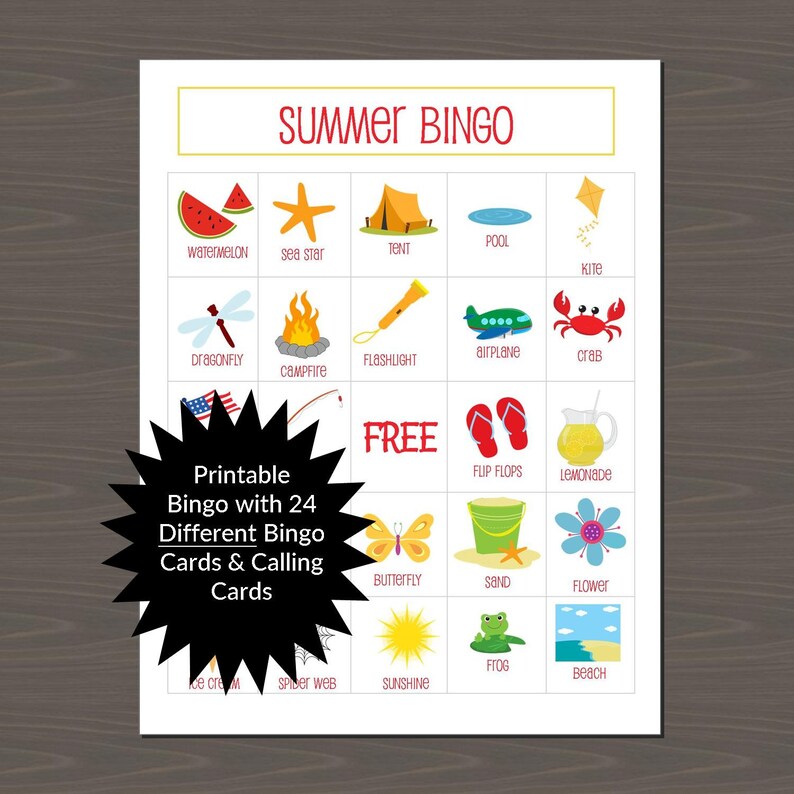 Summer Bingo CLASS SET 24 Different Cards Printable Etsy