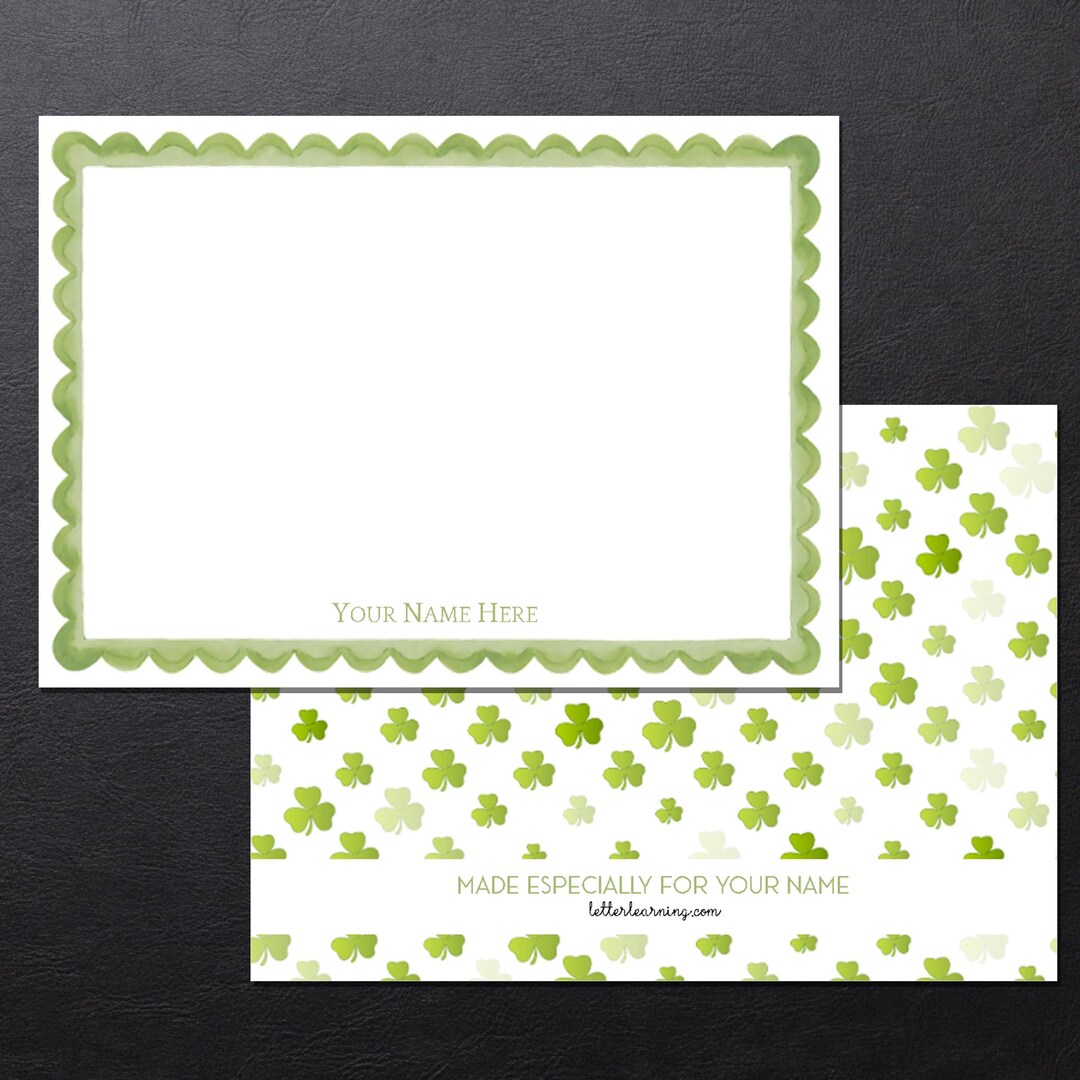 Irish Note Card Shamrock Note Cards | Irish Stationery Set in Watercolor Style ...