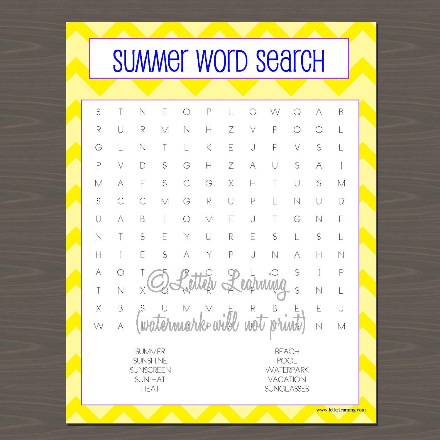 Summer Game Activity Packet 6 Pages Of Summer Themed Games Etsy