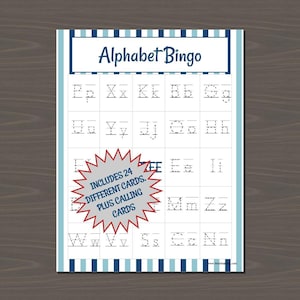 Alphabet Bingo Game, Letter Bingo Game for Kids, Class Set of Alphabet Bingo Cards, 24 Cards Included