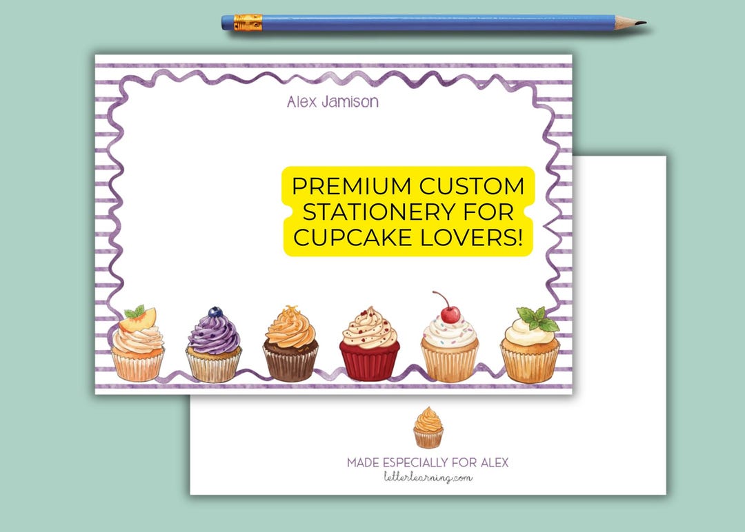 Custom Cupcake Notes | Personalized Dessert Stationery | Cupcake ...