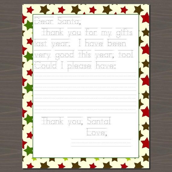 Printable Letter to Santa With Traceable Words Letter to Etsy