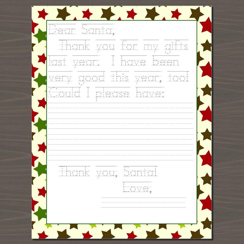 Printable Letter to Santa With Traceable Words, Letter to Santa for ...