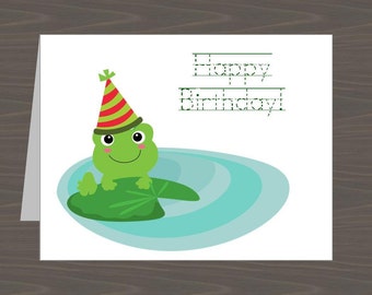 Frog Birthday Cards for Kids, Froggie Birthday Cards, Frog Birthday Notes, Toad Birthday Card, Kids Frog Birthdayday Card, Cute Frog Card