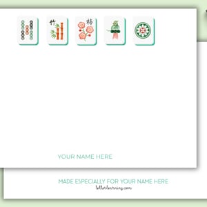 Personalized Mahjong Notecards – Custom Stationery with Name – Mahjong Gifts for Players, Clubs & Friends