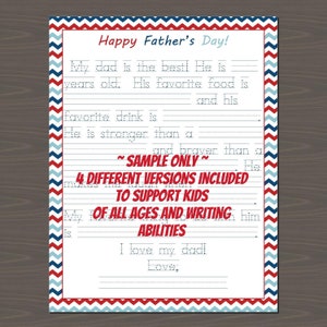 Carta divertida y linda para el Día del Padre (4 versiones incluidas), tarjeta imprimible para el Día del Padre, linda nota para el Día del Padre