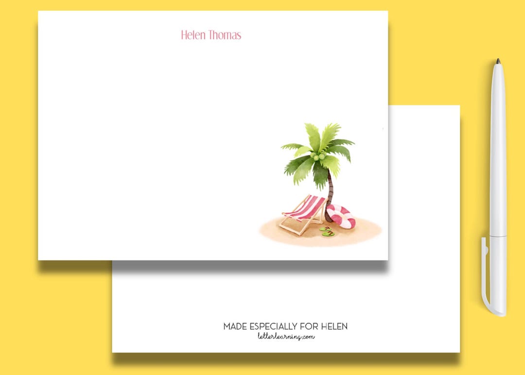 Beach Note Example Personalized Beach Note Cards | Custom Deserted Island Stationery | A7 ...