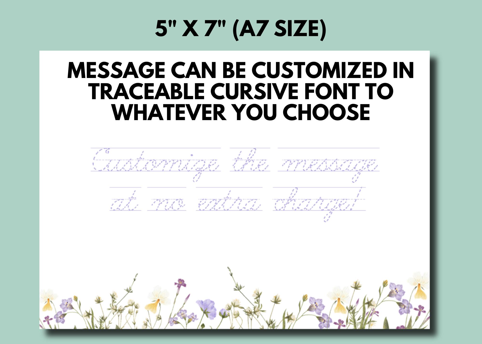 Cursive Thank You Cards With Traceable Message | Wildflowers Cursive ...