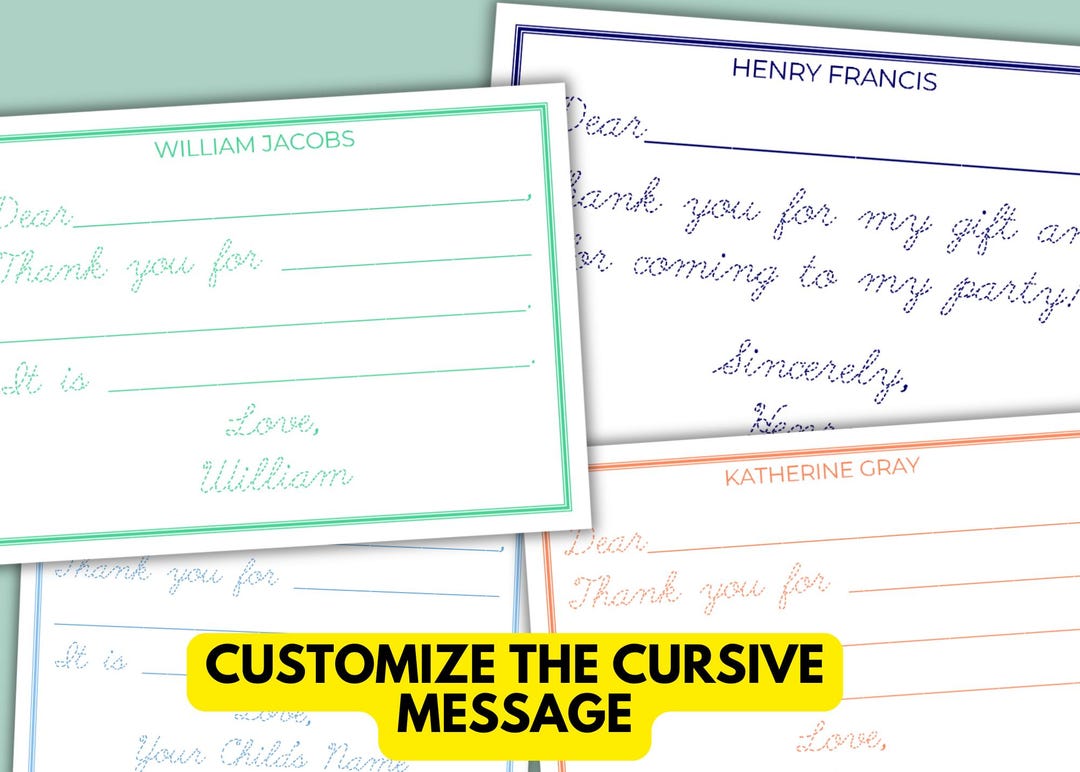 Cursive Thank You Cards | Traceable Cursive Handwriting Practice ...