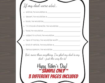 Funny Father's Day Printable, Cute Funny Father's Day Signs for Kids, Father's Day Letters and Picture Templates (3 Designs Included)