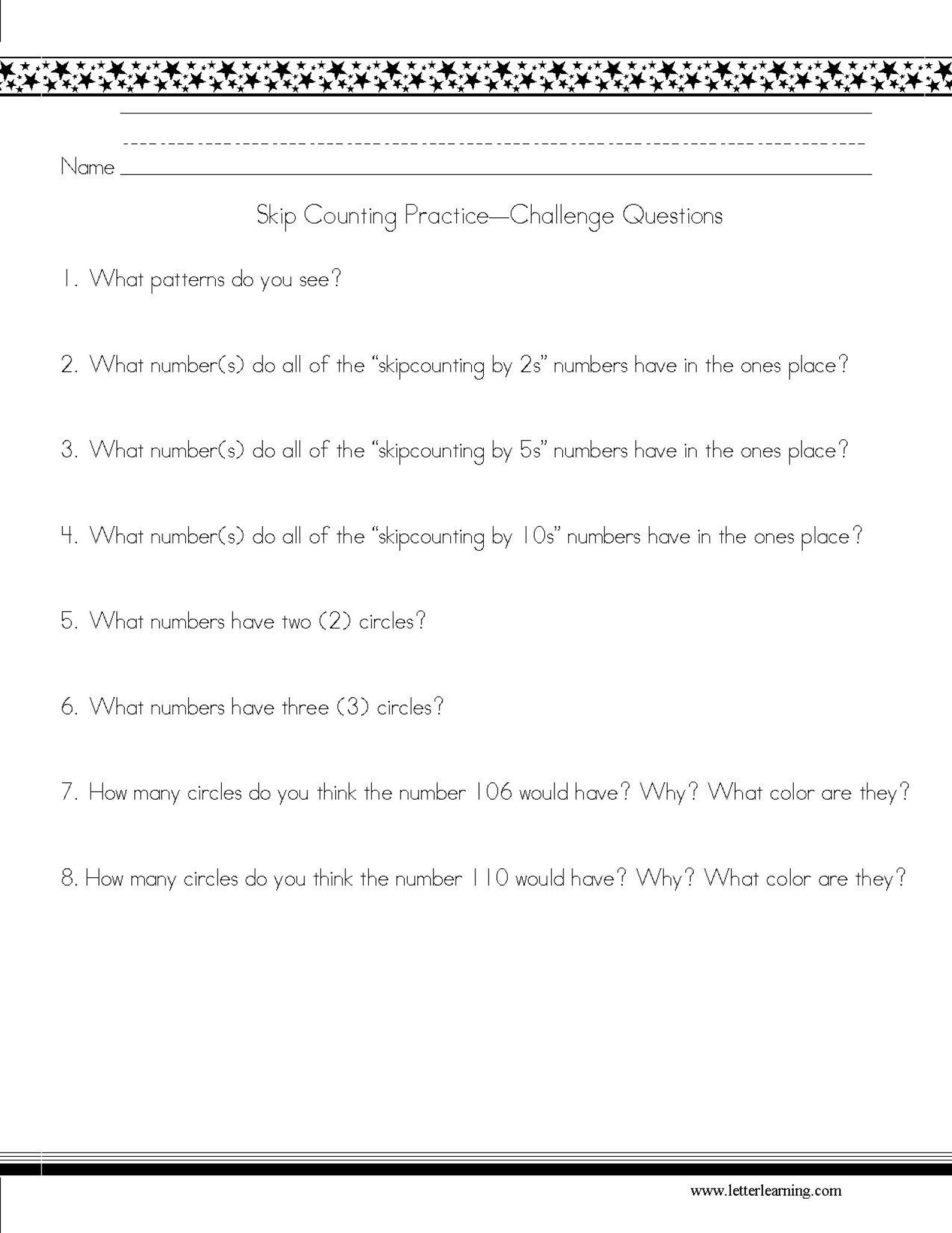 Skip Counting Practice for 2s 5s and 10s includes Printable Etsy