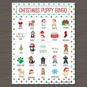 Christmas Puppy Bingo Game 24 different cards, plus calling cards, Instant Download, Puppy Christmas Bingo, Puppy Bingo Game image 2