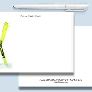 Personalized Ski Note Cards | Custom Ski Stationery  | 10 Cards, Envelopes | Skiing Notes for Men, Women, Kids | Ski Gifts | Notes for Skier