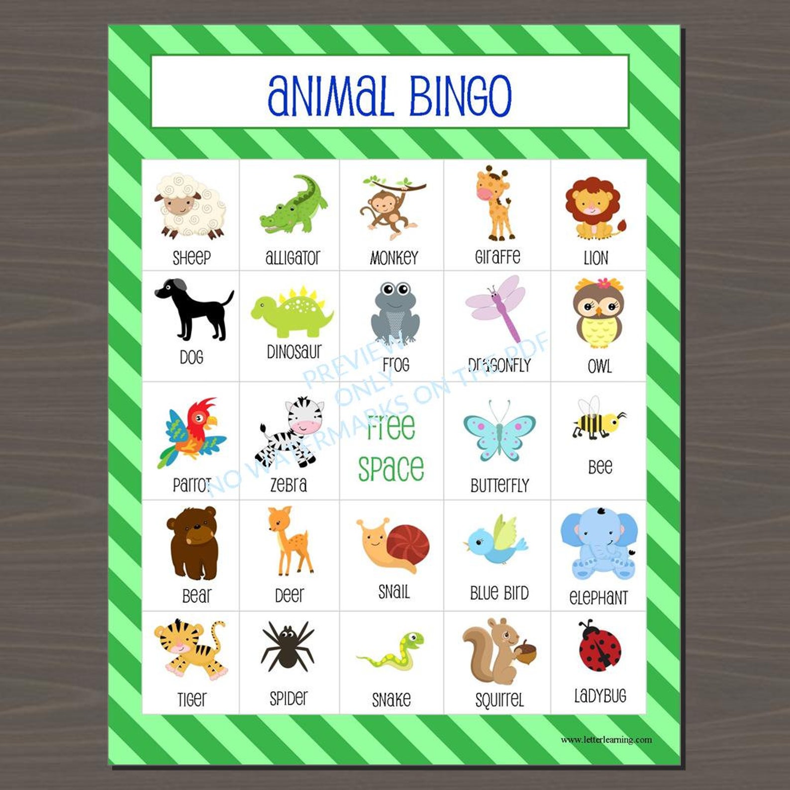 Animal Bingo Printable