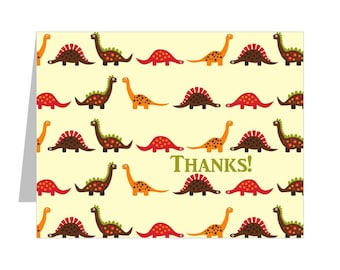 Lined Dinosaur Thank You Set, Dinosaur Stationery Set for Kids with Lines, Lined Thank You Cards with Dinos, Included 12 Cards + Envelopes