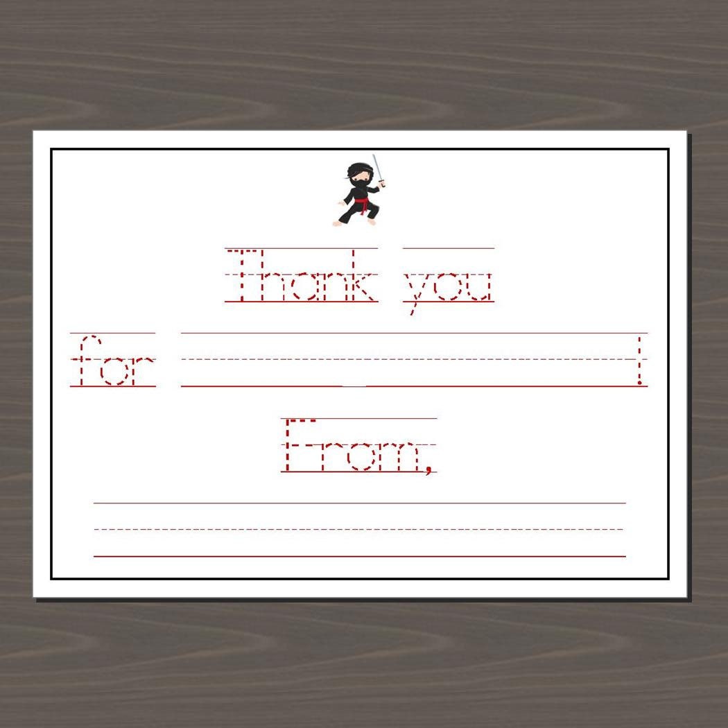 Ninja Thank You Card Set, Fill in the Blank Ninja Thank You Notes ...