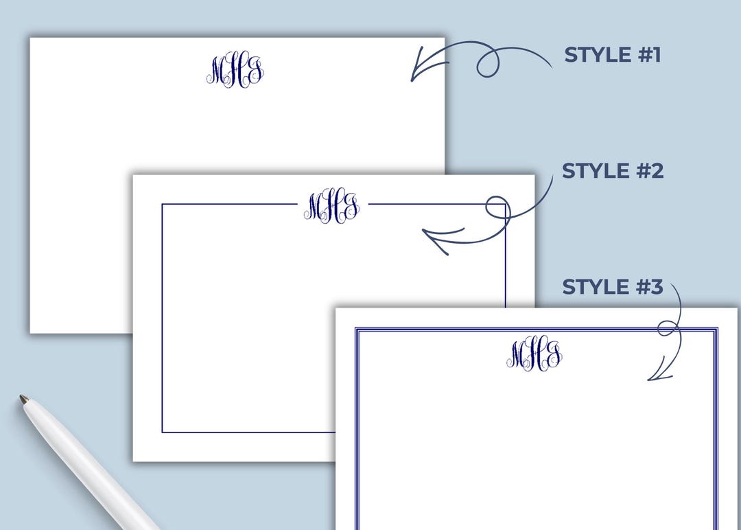 Personalized Monogram Stationery Set – Custom 3 Letter Monogram Note ...