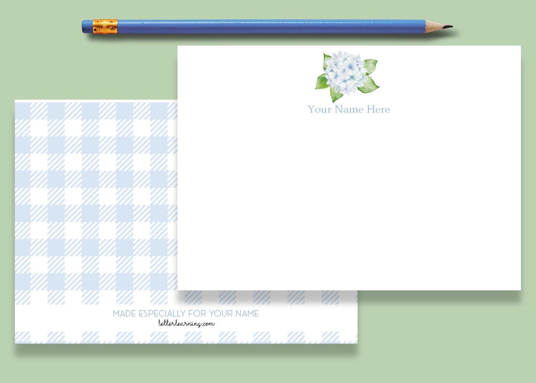 Custom Blue Hydrangea Note Cards | Personalized Hydrangea Stationery ...