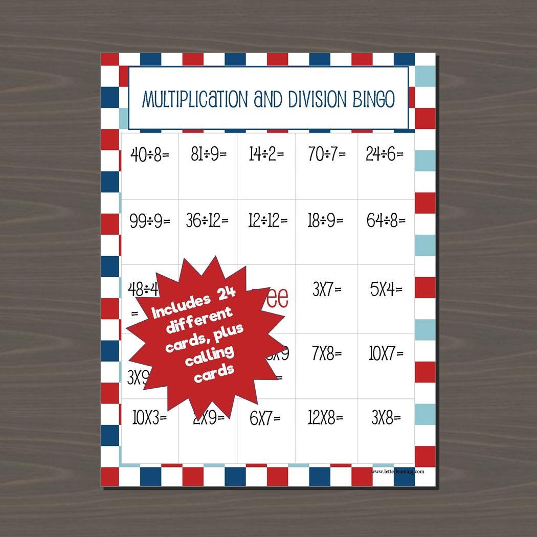 Multiplication And Division Bingo Math Games Bingo Class | Etsy Singapore