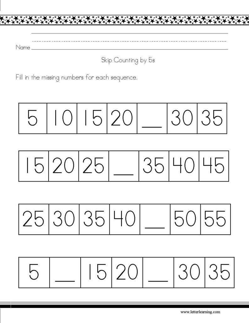 Skip Counting Practice for 2s 5s and 10s includes Printable Etsy