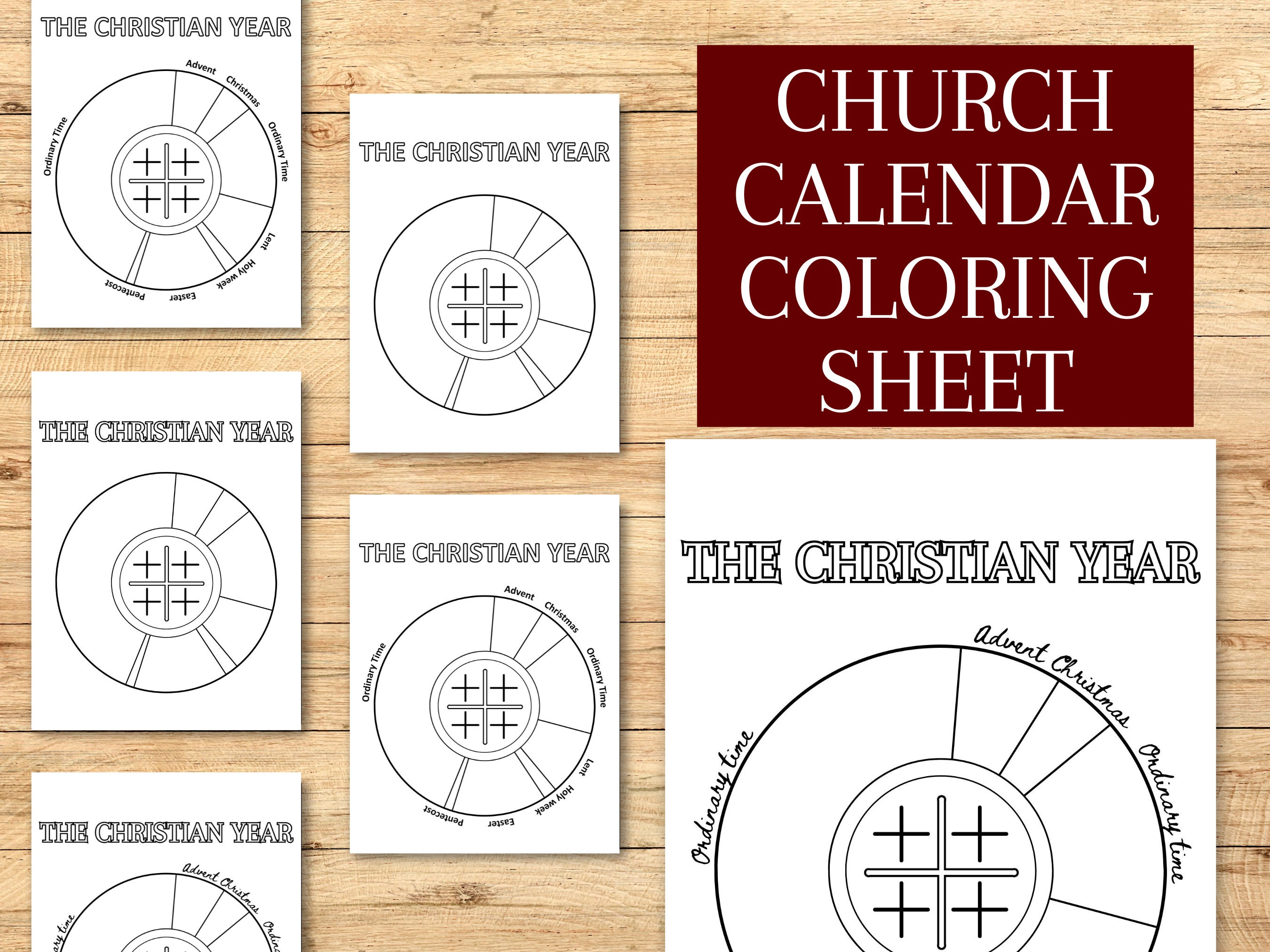 Liturgical Calendar Coloring Page Religious Coloring Sheet Christian Coloring Page Church ...