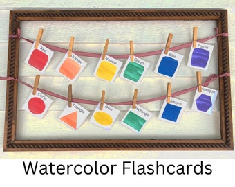 Watercolor Color Flashcards | Preschool Shape Flashcard | Flashcards for Toddlers | Classroom Decor Shapes Cards | Homeschool Printable