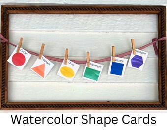 Watercolor Shape Flashcards | Preschool Shape Flashcard | Shape Flashcards for Toddlers | Classroom Decor Shape Cards | Homeschool Printable