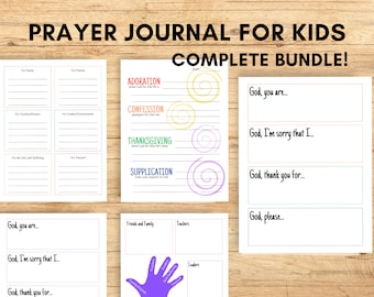 Prayer Journal for Kids Bundle | Kid's Prayer Journal | Kid's Printable Prayer Journal | Prayer Journal Printable | Homeschool Printable