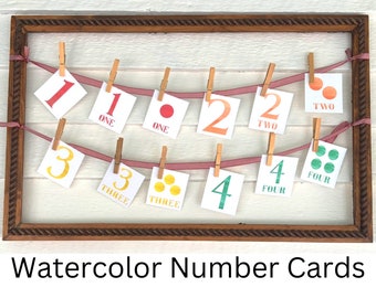 Watercolor Number Flashcards | Preschool Flashcards | Number Flashcards for Toddlers | Classroom Decor Number Cards | Homeschool Printable