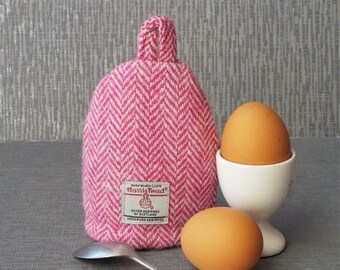 Harris Tweed egg cosy pink cream herringbone fabric unusual Easter gift