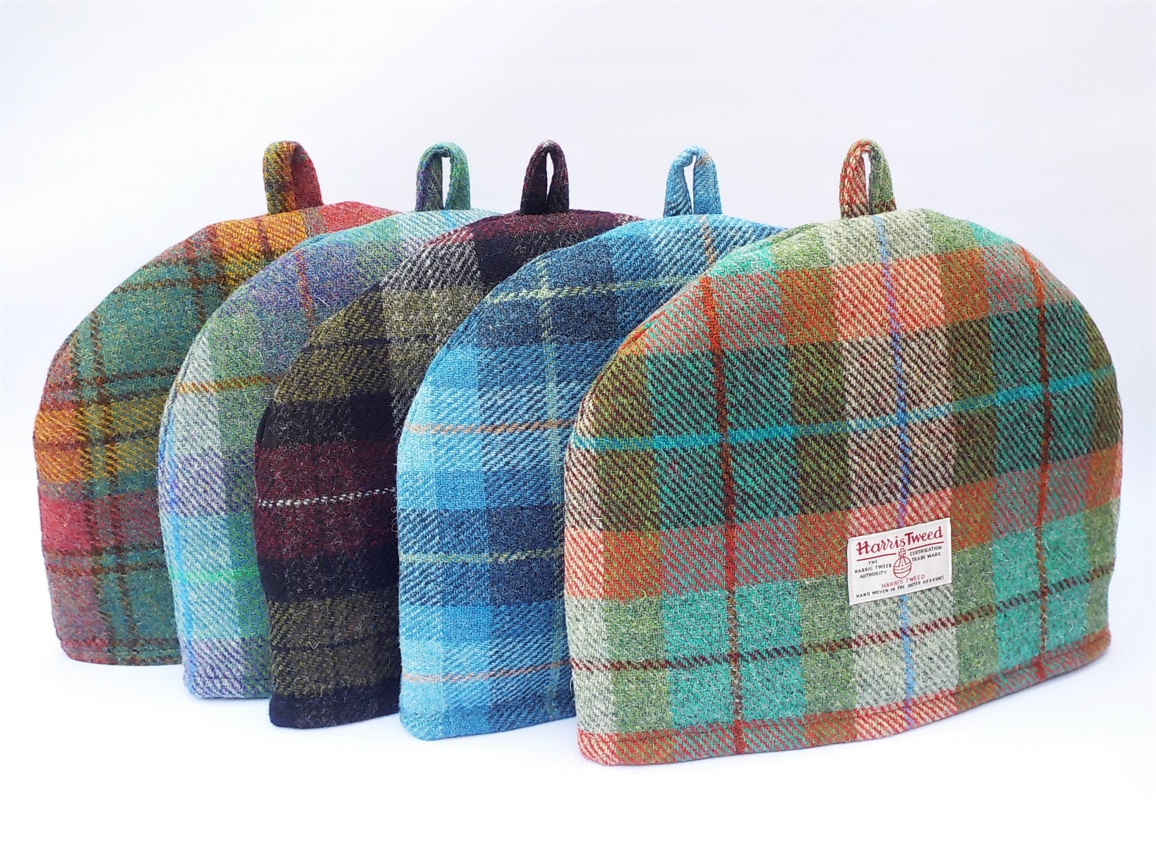 Harris Tweed Tea Cosy Wine Red Olive Green Tartan Fabric Etsy UK
