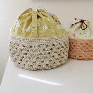 Mae Granny Stitch Basket and Bag Pattern, Project Bag Pattern, Crochet Project Bag Pattern Crochet Basket Pattern, Drawstring Basket Pattern image 5