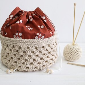 Mae Granny Stitch Basket and Bag Pattern, Project Bag Pattern, Crochet Project Bag Pattern Crochet Basket Pattern, Drawstring Basket Pattern image 7