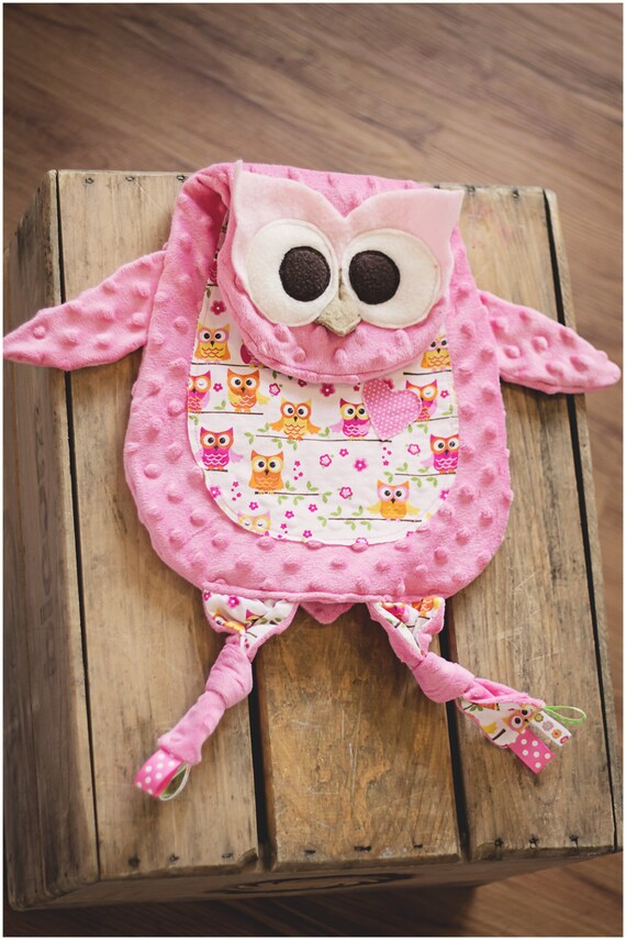 Items similar to Owl Blanket, Owl Blankie, Owl Lovie, Security Blanket, Sensory Blanket, Minky