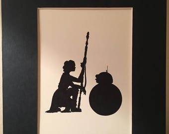 Star Wars Rey and BB-8 Silhouette