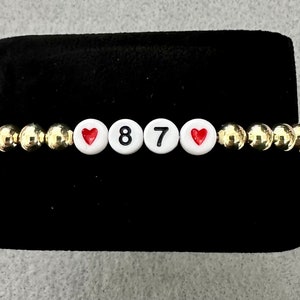 TS 87 with Hearts Gold Bead Friendship Bracelet Dupe