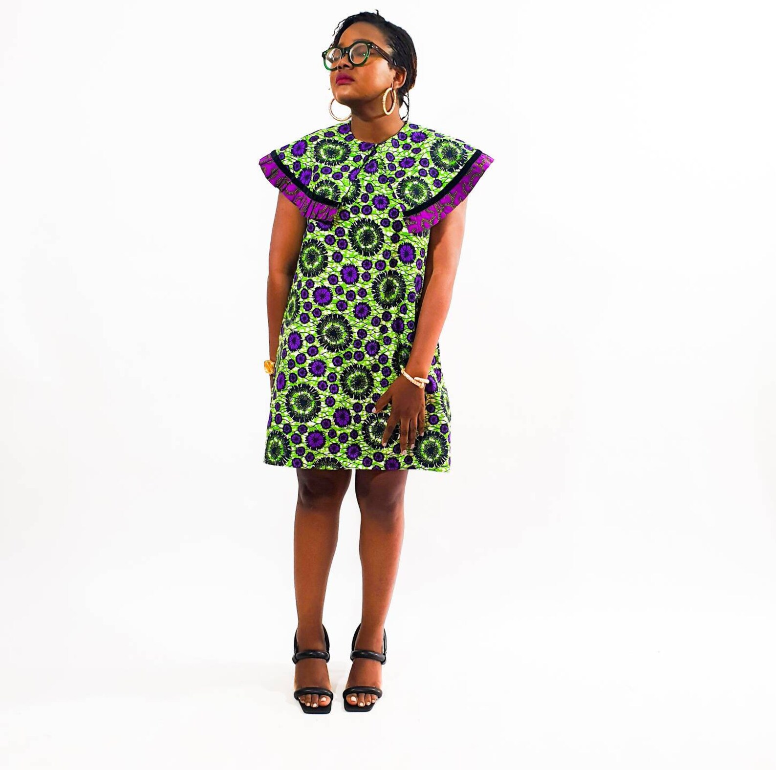 ankara collar gown