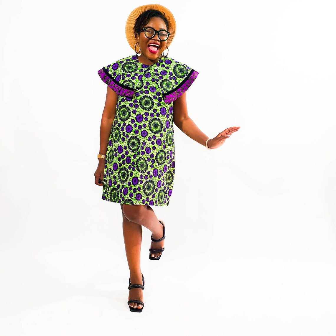 ankara collar gown