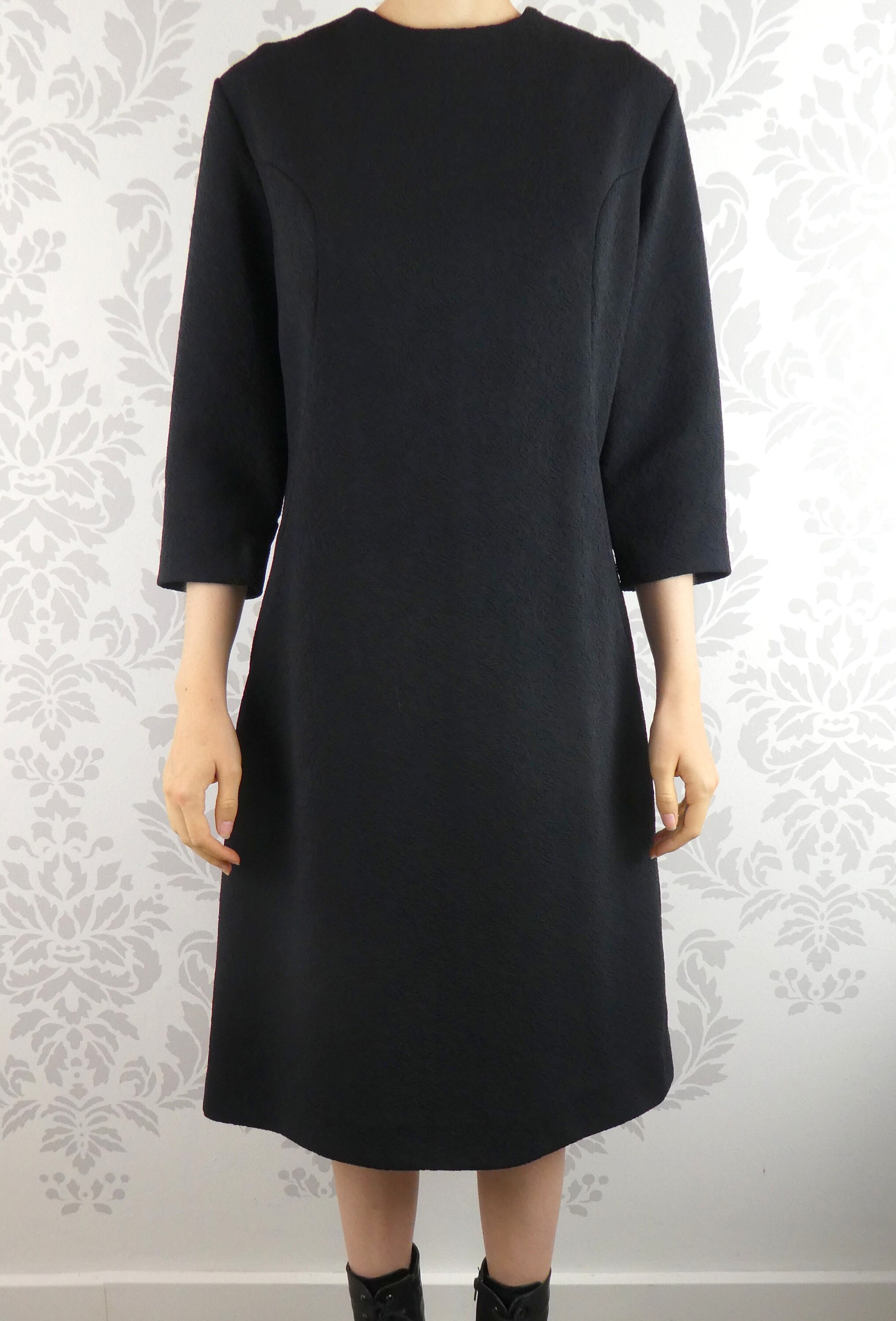 VINTAGE BLACK DRESS 1960s Princess Seams Feruchio Size Medium | Etsy