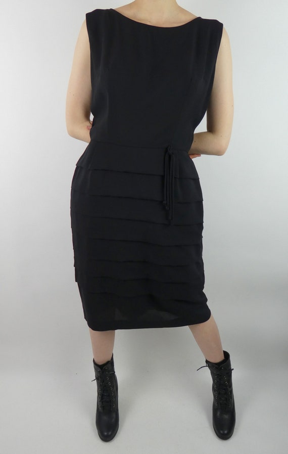 black midi pleated dress