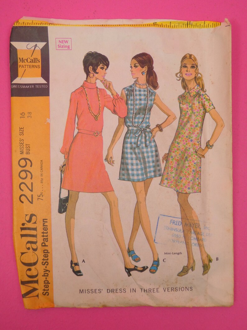 VINTAGE SEWING PATTERN 1970 McCall's 2299 Size 16 Bust 38 Etsy